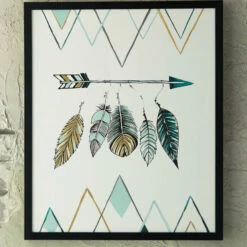 Ashley Furniture Adaley - Teal/white/gray - Wall Art Accessories