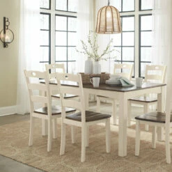 Ashley Furniture Woodanville - Light Brown - Dining Room Table Set (7/cn)
