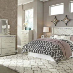 Signature Design By Ashley® Bedroom Sets Dreamur - Pearl Stipple - Dresser, Mirror, Panel Headboard