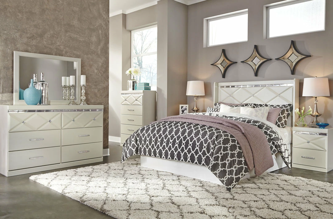 Promo 👏 Signature Design By Ashley® Bedroom Sets Dreamur - Pearl Stipple - 👗 Dresser, Mirror, Panel Headboard 🎉 3 Signature Design By Ashley® Bedroom Sets Dreamur - Pearl Stipple - Dresser, Mirror, Panel Headboard