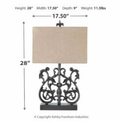 Ashley Furniture Capper - Antique Silver Finish - Metal Table Lamp (1/cn)