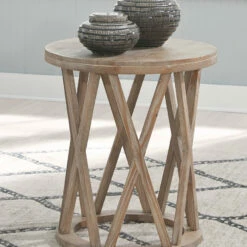 Ashley Furniture Glasslore - Light Grayish Brown - Round End Table Tables