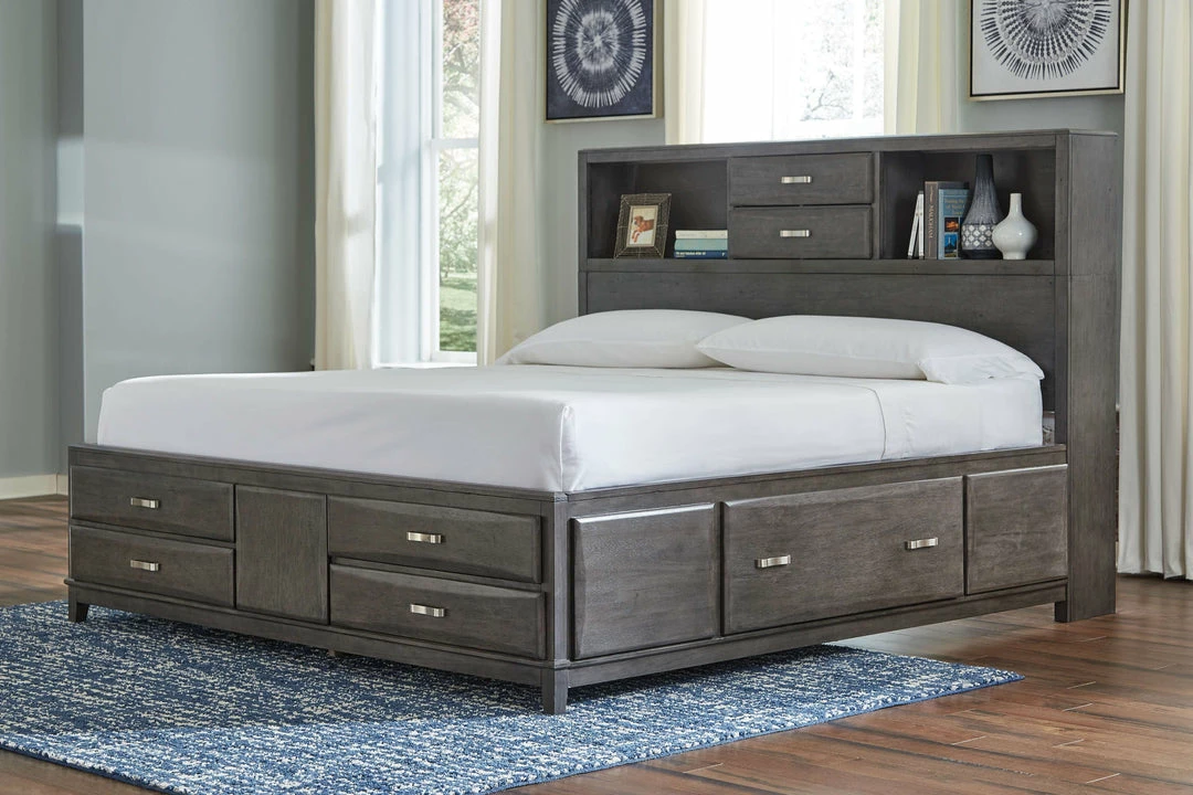 Promo ❤️ Signature Design By Ashley® Bedroom Sets Caitbrook - Gray - 👗 Dresser, Mirror, Storage Bed With 8 Drawers 👍 4 Signature Design By Ashley® Bedroom Sets Caitbrook - Gray - Dresser, Mirror, Storage Bed With 8 Drawers