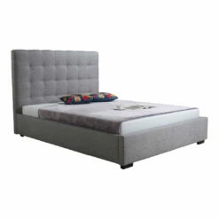 Moe's Home Collection Belle Storage Bed King Light Grey Fabric Beds