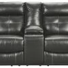 Ashley Furniture Kempten - Black - Dbl Rec Loveseat W/console Reclining Furniture
