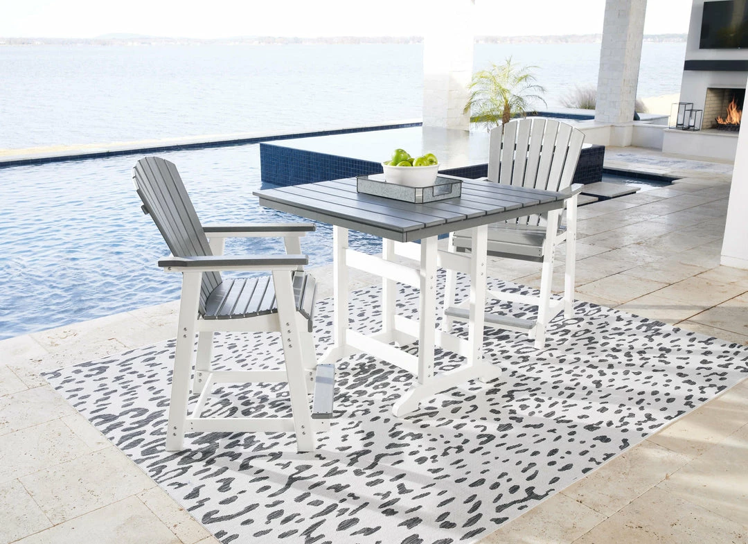 Cheapest ❤️ Signature Design By Ashley® Transville - Gray / White - 3 Pc. - Dining Set With Chairs Outdoor Sets ✔️ 3 Signature Design By Ashley® Transville - Gray / White - 3 Pc. - Dining Set With Chairs Outdoor Sets