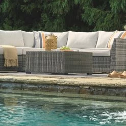 Ashley Furniture Cherry - Gray - Loveseatsec/otto/tbl Set(4/cn)