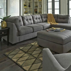 Benchcraft® Living Room Sets Maier - Charcoal - 3 Pc - Left Arm Facing Sofa 2 Pc Sectional, Ottoman