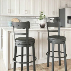 Ashley Furniture Valebeck - Black - Tall Uph Swivel Barstool(1/cn)