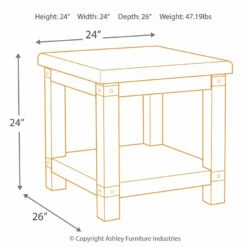 Ashley Furniture Carynhurst - White Wash Gray - Rectangular End Table Tables