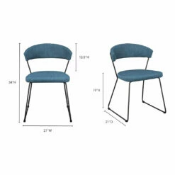 Moe's Home Collection Adria Dining Chair Blue-m2