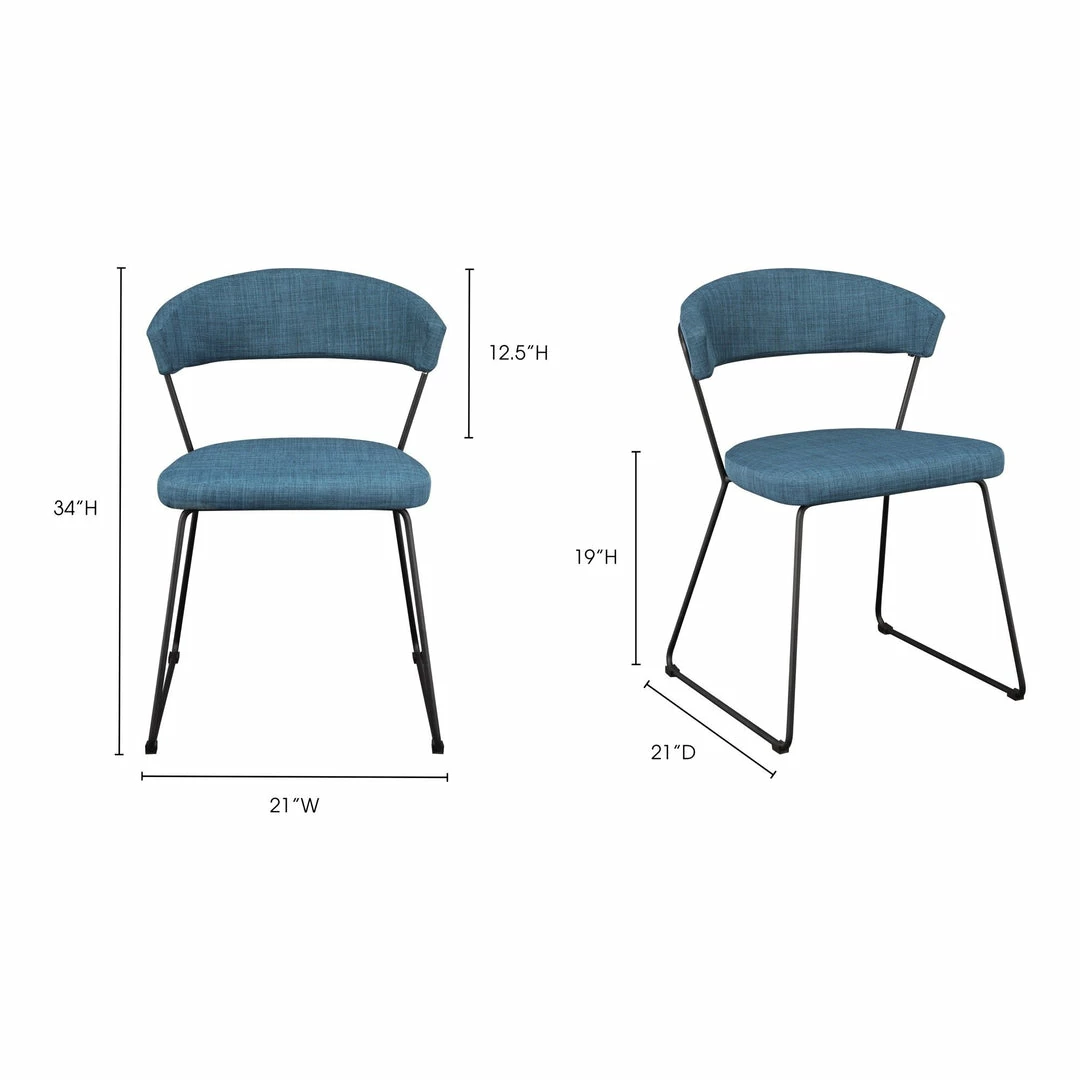 Outlet 🔥 Moe's Home Collection Adria Dining Chair Blue-m2 👏 4 Moe's Home Collection Adria Dining Chair Blue-m2