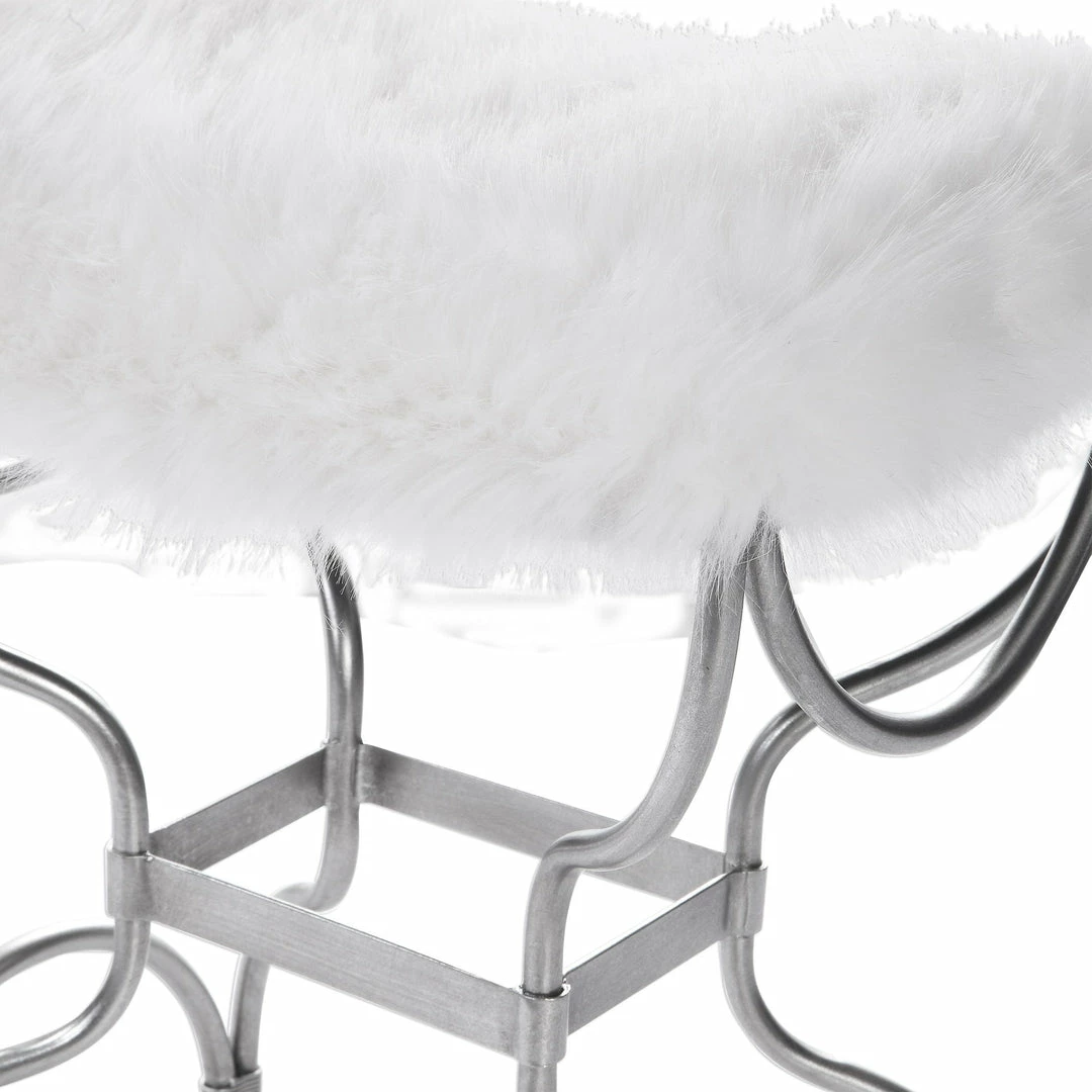 Hot Sale 🎉 Uttermost Channon White Fur Small Bench Benches 🌟 7 Uttermost Channon White Fur Small Bench Benches