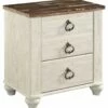 Ashley Furniture Nightstands Willowton - Brown / Beige / White - Two Drawer Night Stand