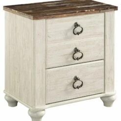Ashley Furniture Nightstands Willowton - Brown / Beige / White - Two Drawer Night Stand