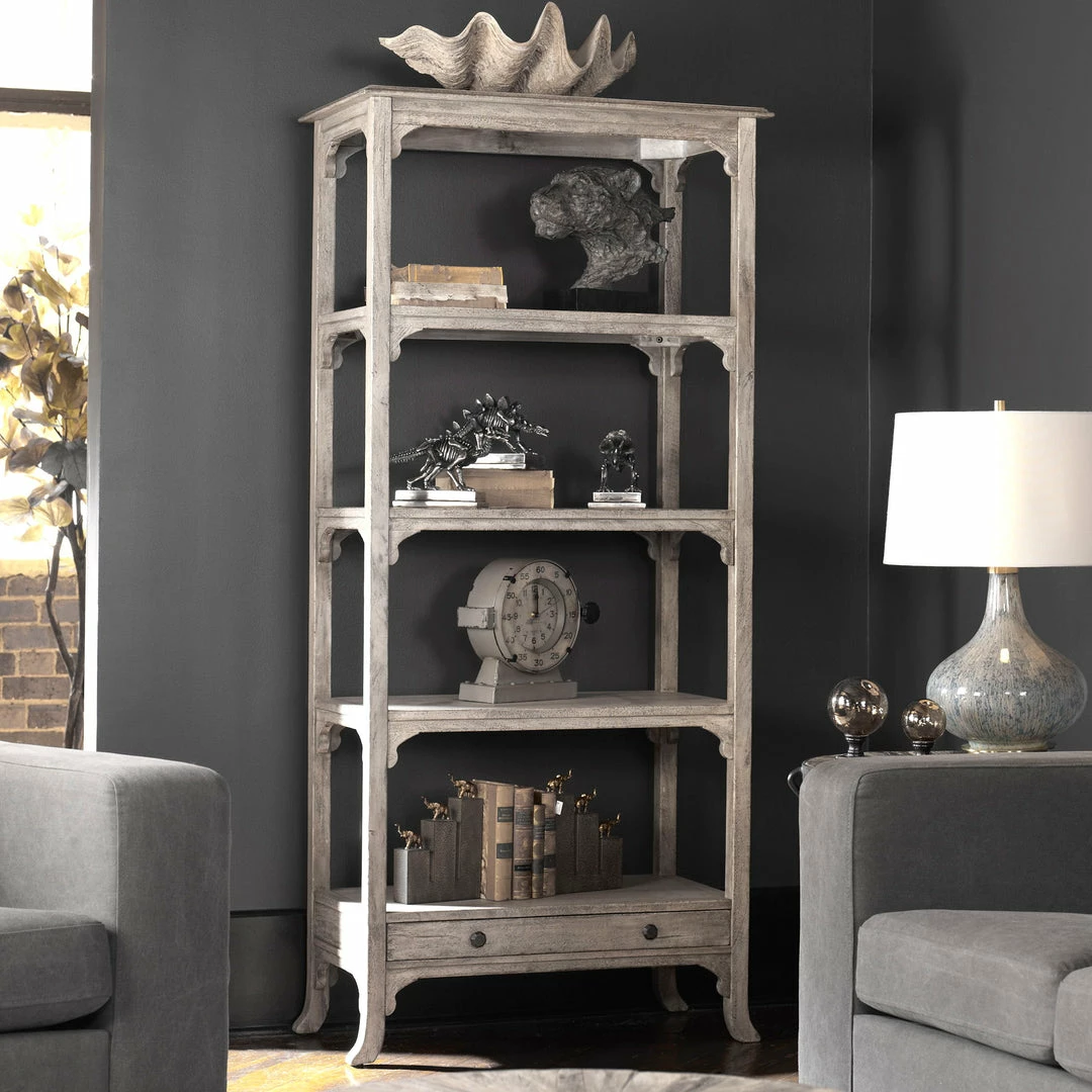 Top 10 ⭐ Bookcases Uttermost Bridgely Aged White Etagere ⭐ 4 Bookcases Uttermost Bridgely Aged White Etagere
