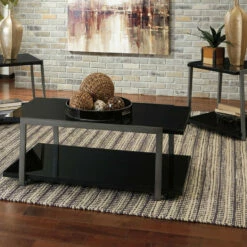 Ashley Furniture Rollynx - Black - Occasional Table Set (3/cn) Tables