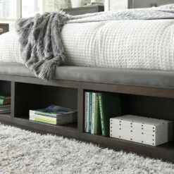 Signature Design By Ashley® Bedroom Sets Hyndell - Dark Ultimate Best In Class Dresser, Mirror, Upholstered Panel Bed With Bench Footboard