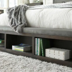 Signature Design By Ashley® Hyndell - Dark Brown - King Upholstered Panel Bed With Storage Beds