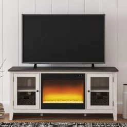 Signature Design By Ashley® Dorrinson - Best - 60" TV Stand With Fireplace Insert Glass/Stone