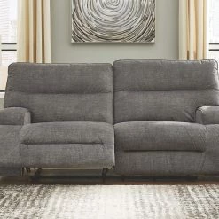Signature Design By Ashley® Coombs - Charcoal - 3 Pc. - Power Sofa, Loveseat, Recliner