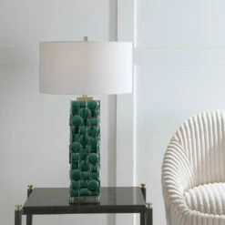 Uttermost Geometry Green Table Lamp