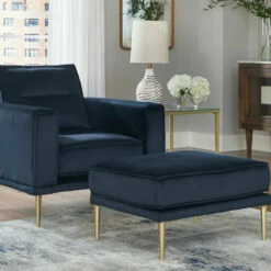 Signature Design By Ashley® Chair & Ottoman Sets Macleary - Navy - 2 Pc. - Chair, Ottoman