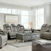 Signature Design By Ashley® Living Room Sets The Man-den - Gray - 3 Pc. - Power Sofa, Loveseat, Recliner