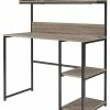 Ashley Furniture Daylicrew - Grayish Brown/gunmetal - Home Office Desk And Hutch Desks