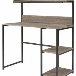 Ashley Furniture Daylicrew - Grayish Brown/gunmetal - Home Office Desk And Hutch Desks