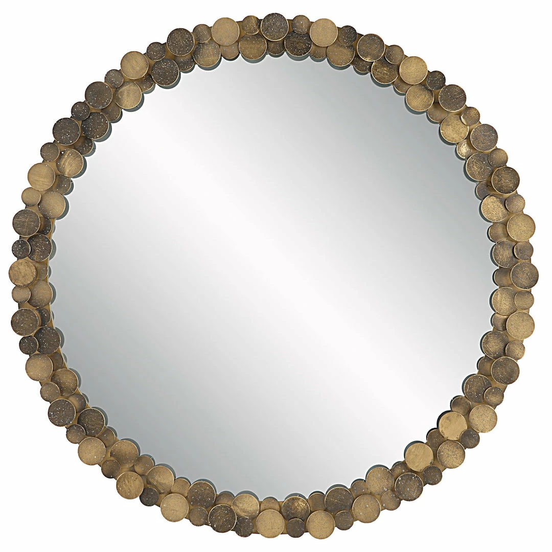 Brand new ✔️ Uttermost Dinar Round Aged Gold Mirror ⭐ 3 Uttermost Dinar Round Aged Gold Mirror