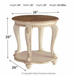 Best Pirce ๐ Ashley Furniture Realyn - White/brown - Round End Table Tables ๐คฉ 12 Ashley Furniture Realyn - White/brown - Round End Table Tables