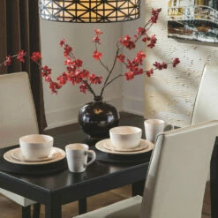 Signature Design By Ashley® Kimonte - Dark Ultimate Best In Class Rectangular Dining Room Table, 2 Ivory Upholstered Side Chairs, 2 Brown Upholstered Side Chairs