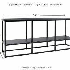 Ashley Furniture TV Stands Yarlow - Black - Extra Large Tv Stand - Goldtone Metal Base
