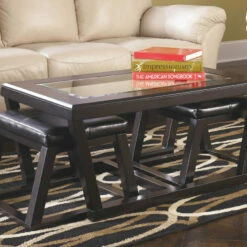 Ashley Furniture Kelton - Espresso - Cocktail Tbl W/2 Stools (3/cn)