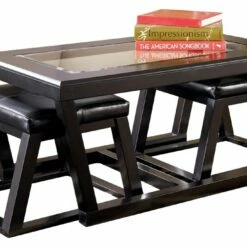 Ashley Furniture Kelton - Espresso - Cocktail Tbl W/2 Stools (3/cn)