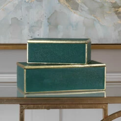 Uttermost Karis Emerald Green Boxes S/2 Table Decor