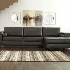 Signature Design By Ashley® Nokomis - Gray Dark - Laf Sofa & Raf Chaise Sectional Sectionals
