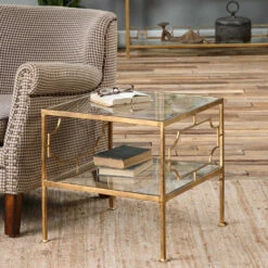 Tables Uttermost Genell Gold Cube Table