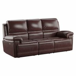 Emerald Home Sofas Bernard Dual Power Sofa Recliner And Headrest Kona Brown