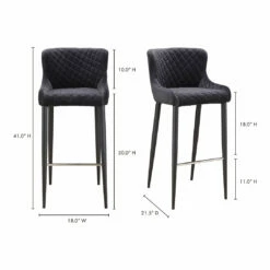 Moe's Home Collection Etta Barstool Dark Grey Stools