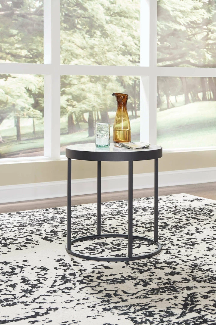 Promo 😀 Signature Design By Ashley® Windron - Black/white - Round End Table Tables 🛒 7 Signature Design By Ashley® Windron - Black/white - Round End Table Tables