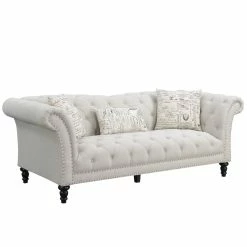 Emerald Home Hutton II Tufted Sofa, Ivory Sofas