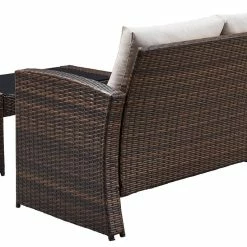 Ashley Furniture Outdoor Sets East - Dark Brown - Loveseat W/table (2/cn)