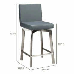 Moe's Home Collection Giro Swivel Counter Stool Grey