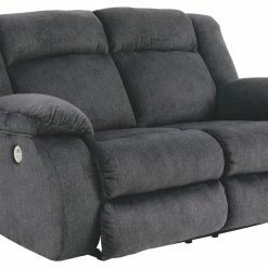 Ashley Furniture Reclining Furniture Burkner - Marine - Reclining Power Loveseat