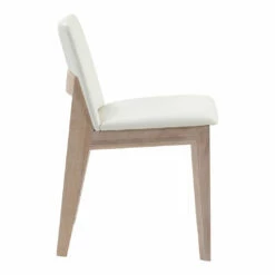 Moe's Home Collection Deco Oak Dining Chair White Pvc-m2