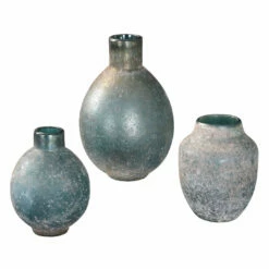 Table Decor Uttermost Mercede Weathered Blue-Green Vases S/3