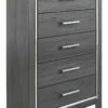 Promo 🌟 Ashley Furniture Lodanna - Gray - Five Drawer Chest Chests 🎁 2 Ashley Furniture Lodanna - Gray - Five Drawer Chest Chests