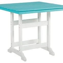 Signature Design By Ashley® Eisely - Turquoise / White - Square Counter Tbl W/umb Opt Tables